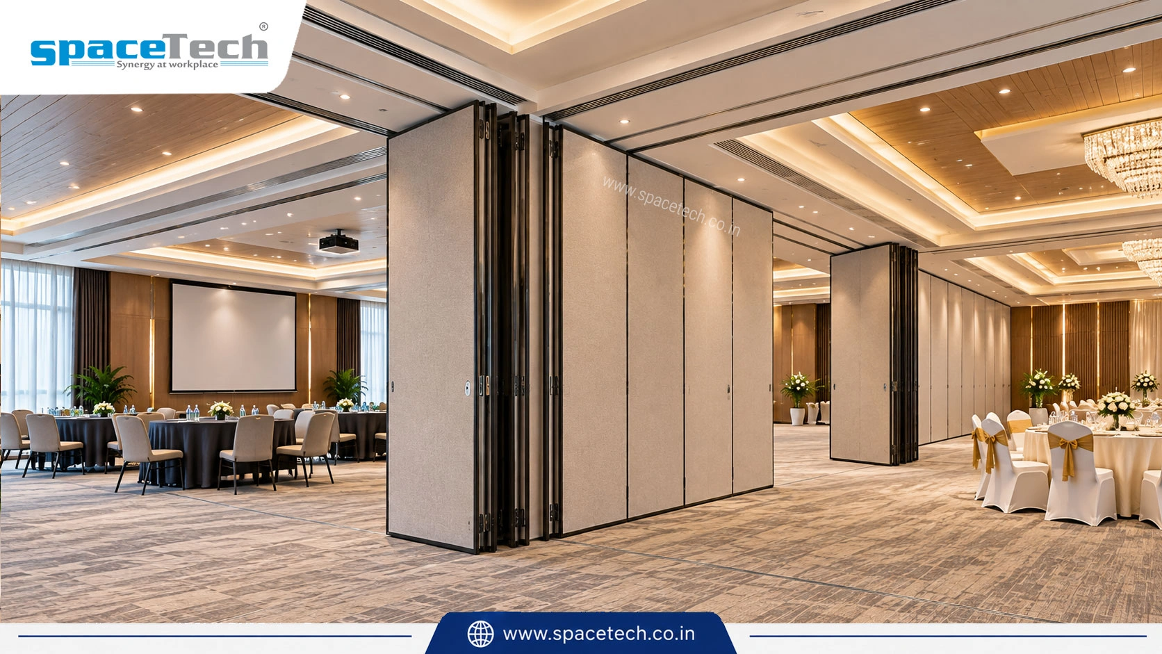 Office sliding folding partition installed for a Pune workspace