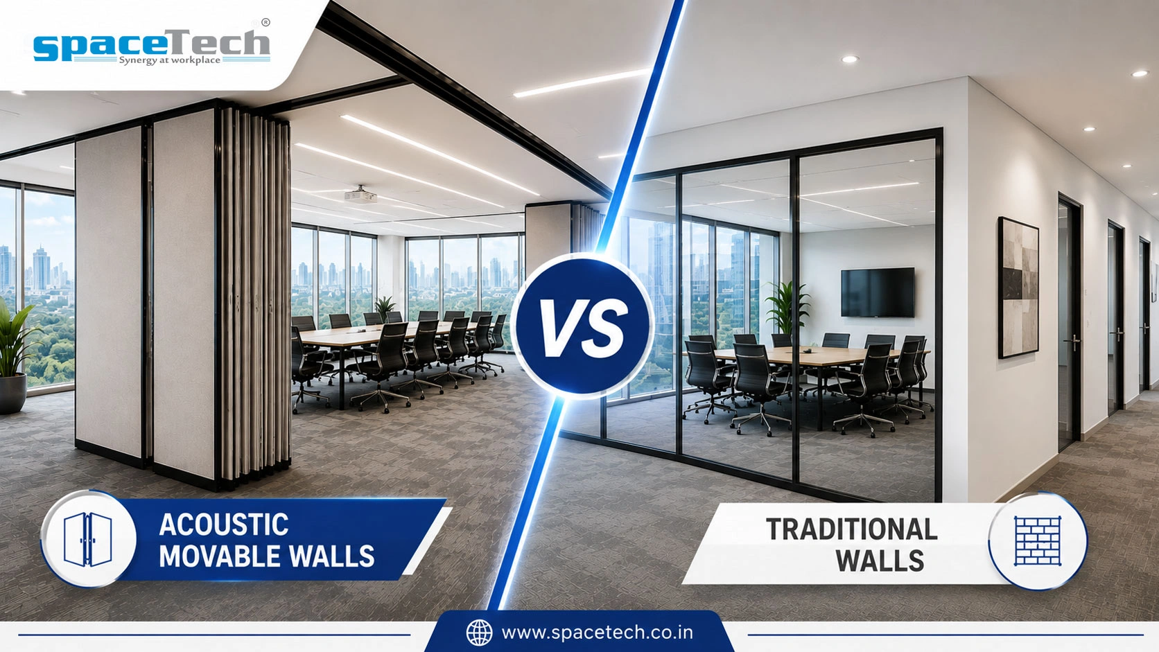 Traditional walls vs acoustic movable partition system